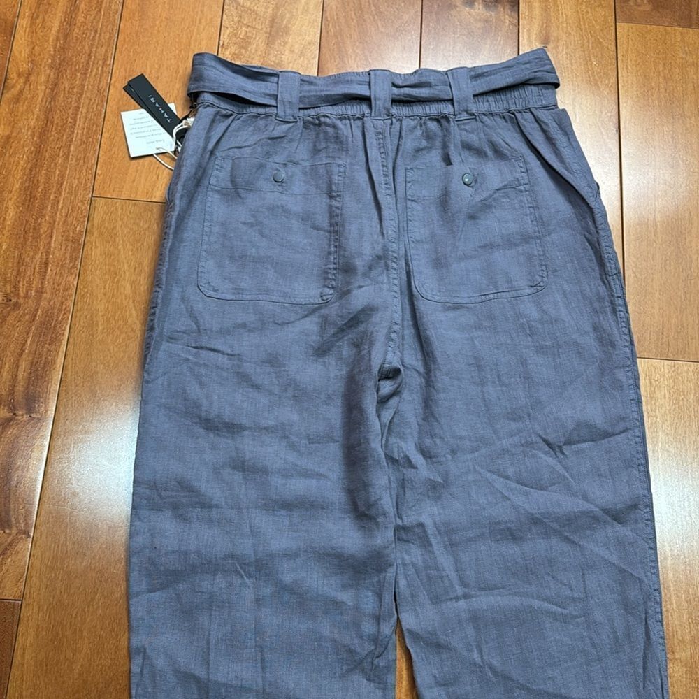 NWT Tahari Women Linen Blueish Grey‎ Pants Elastic Waist size XL - Picture 5 of 12